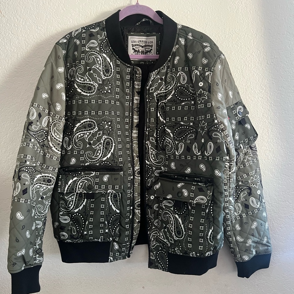 Levi's Black And White Patterned Jacket Bomber - image 2